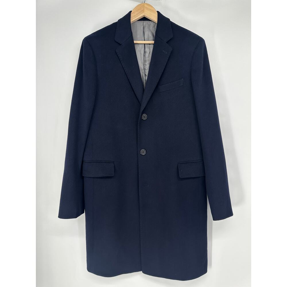 Saks Fifth Avenue Men’s Overcoat Loro Piana Wool Cashmere Coat 40L Navy Blue - Picture 2 of 14